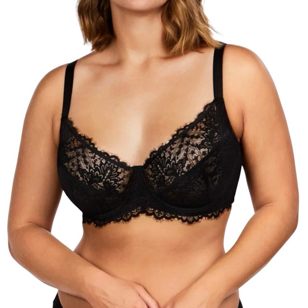HSIA Sunflower Black Lace Underwire Unlined Bra Women’s 38I Romantic Whimsygoth
